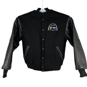 Union Line St. Louis Ford Assembly Logo Varsity Jacket Black Wool Leather Size S